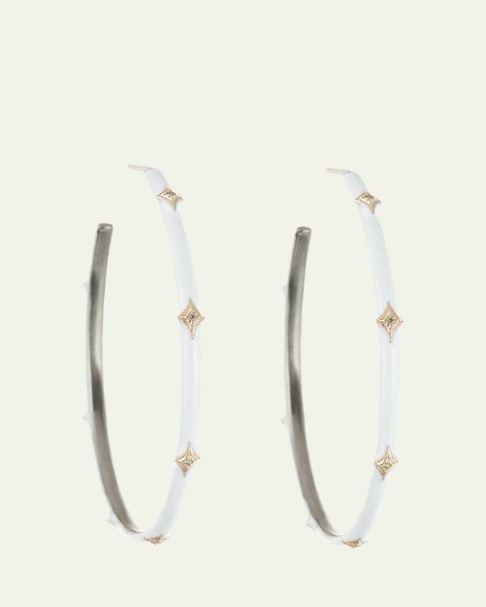 New World Enamel Earrings w/ 14k Gold Crivelli
